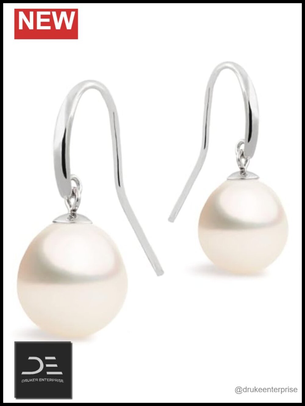Freshwater Cultured Pearl Drop Earrings 925 Sterling Silver 7-8mm Hypoallergenic